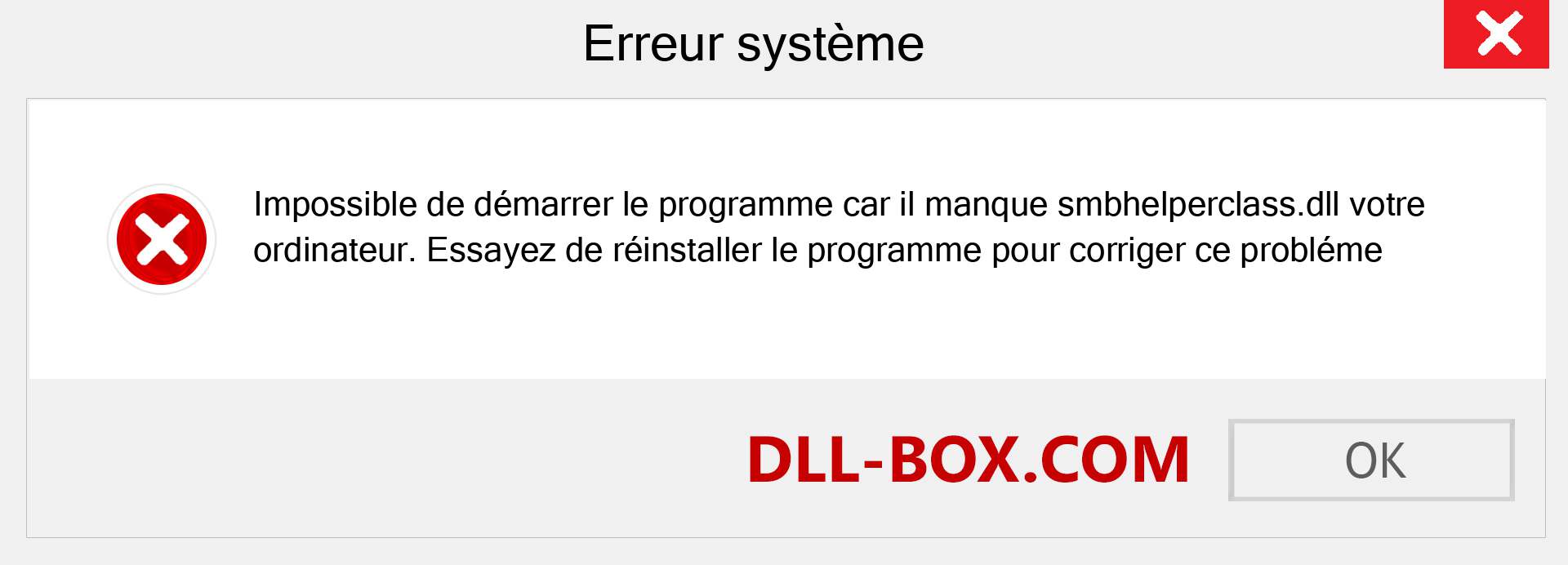 Le fichier smbhelperclass.dll est manquant ?. Télécharger pour Windows 7, 8, 10 - Correction de l'erreur manquante smbhelperclass dll sur Windows, photos, images